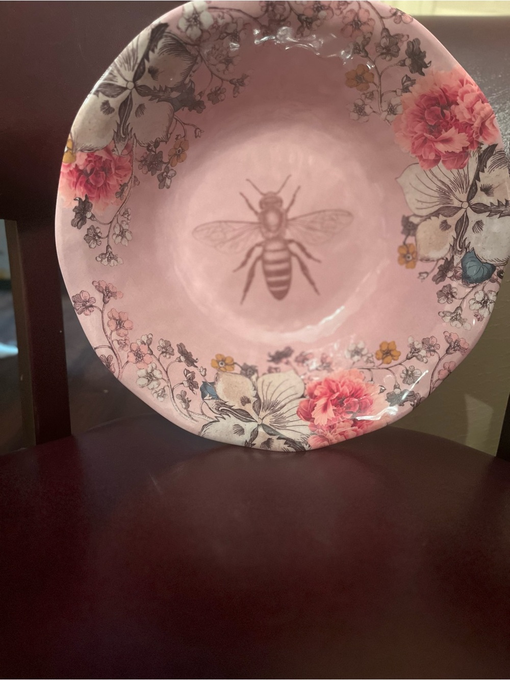 New York Botanical Gardens Floral Bee Ceramic Serving Bowl - Pink